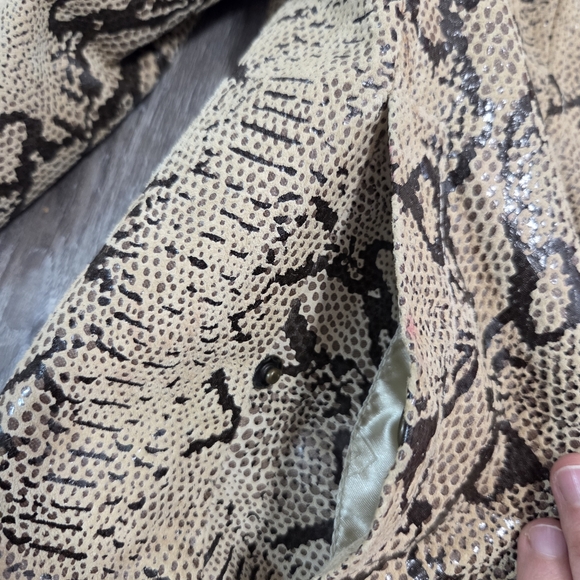 Vintage Pamela Mccoy Jacket Tan Snake print Leather Size M - Picture 6 of 9
